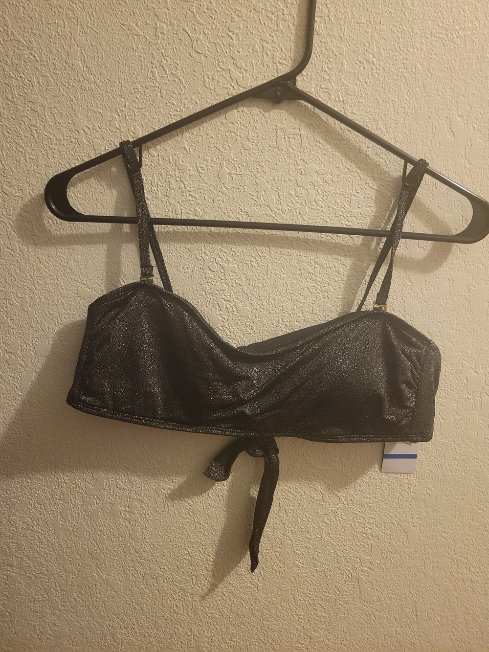 Macy's Black Shimmery Tie-Front Bralette